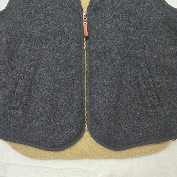 Woolrich Mens Classic Countryside Heritage Wool Sherpa Lined Charcoal Zip Vest M - Picture 3 of 11